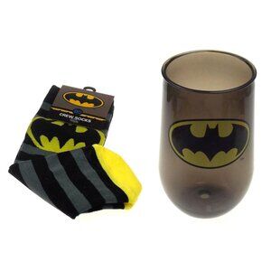 Batman Acrylic Wine Tumbler & Crew Socks Gift DC Comics 22 ounces BPA Free